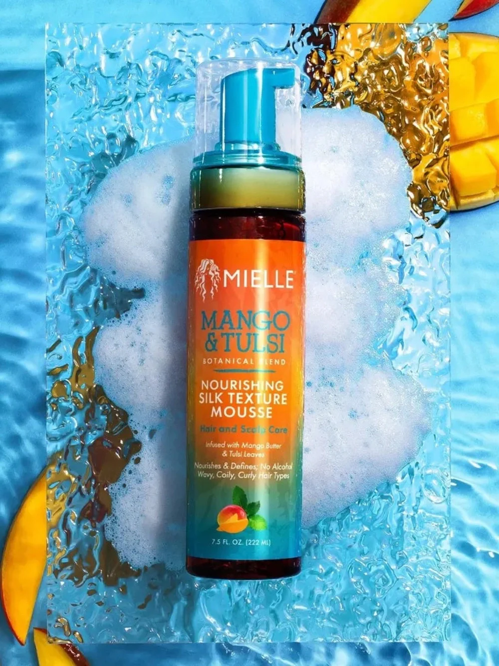 Mielle Mango & Tulsi Nourishing Silk Texture Mousse hair curly curls wavy
